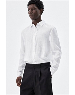 Льняная рубашка, стандартный крой, белый H&m