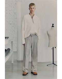 Костюмные брюки из смесовой шерсти, серый H&m