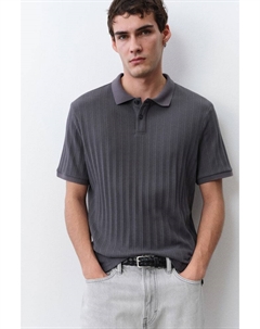 Рубашка-Поло облегающего кроя из структурированного трикотажа, серый H&m