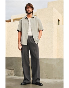 Рубашка со структурой, прямого кроя, зеленый H&m