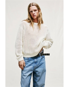 Ажурный вязаный свитер свободного кроя, бежевый H&m