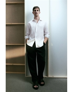 Льняная рубашка облегающего кроя, белый H&m