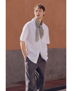 Рубашка из льняной ткани с короткими рукавами, прямого кроя., белый H&m