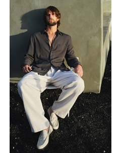 Сатиновая рубашка свободного кроя, серый H&m