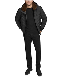 Стеганый пуховик с воротником из искусственного меха Loxton, черный Andrew marc