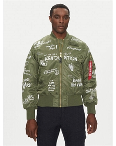 Куртка-Бомбер стандартный крой MA-1 Peace 156136, зеленый Alpha industries