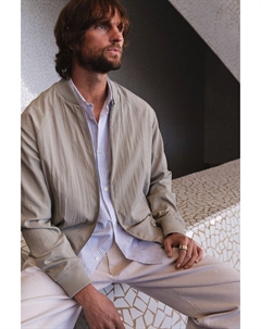 Пилотная куртка из смеси лиоцелла, прямого кроя., бежевый H&m