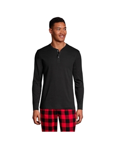 Вязаная пижама в рубчик Big & Tall Henley, черный Lands' end