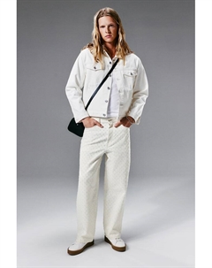 Узорчатые мешковатые джинсы, белый H&m