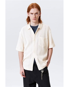 Трикотажная рубашка с короткими рукавами и планкой на пуговицах, белый Weekday