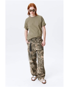 Графичные брюки из твила свободного кроя, коричневый Weekday