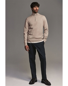 Джемпер прямого кроя из 100% хлопка с застежкой молнией на воротнике, нейтральный Next