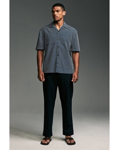 Текстурированная рубашка с короткими рукавами и кубинским воротником, синий Next