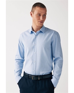 Рубашка деловая из 100% хлопка с одинарным манжетом, синий Next