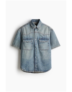 Джинсовая рубашка свободного кроя с короткими рукавами, синий H&m