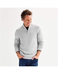 Мужской вязаный свитер с молнией 1/4, цвет Light Gray Heather Sonoma goods for life