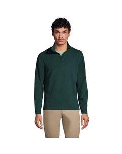 Мужской легкий флисовый пуловер с молнией на четверть длины Lands End, цвет Evergreen Lands' end