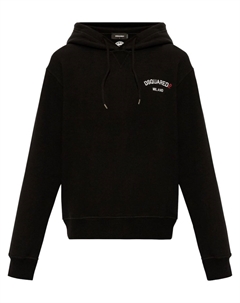 Хлопковая толстовка с капюшоном и вышитым логотипом, черный Dsquared2