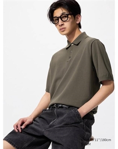 Стирающийся трикотажный джемпер-поло (короткий рукав), зеленый Uniqlo