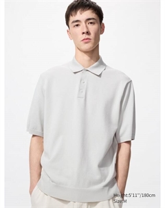 Стирающийся трикотажный джемпер-поло (короткий рукав), серый Uniqlo