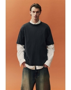 Застиранная футболка свободного покроя., черный H&m