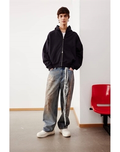 Куртка с капюшоном на молнии свободного кроя, черный H&m