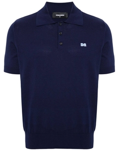 Хлопковая рубашка-поло с вышитым логотипом, синий Dsquared2