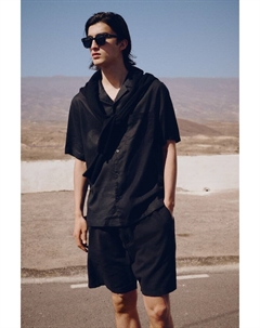 Рубашка из льняной ткани с короткими рукавами, прямого кроя., черный H&m