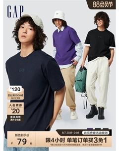 Футболка с круглым вырезом, фиолетовый Gap