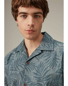 Рубашка Floral Short Sleeve Shirt With Cuban Collar, синяя Next