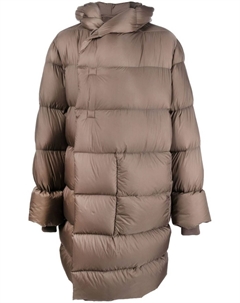 Длинный пуховик с капюшоном, коричневый Rick owens