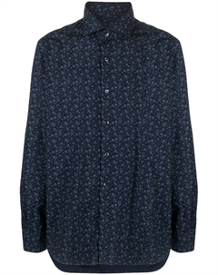 Floral-print cutaway-collar shirt, синий Barba