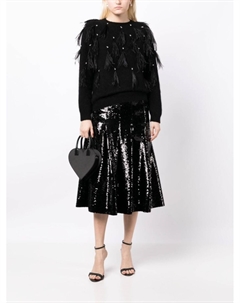 Джемпер с кристаллами, черный Huishan zhang