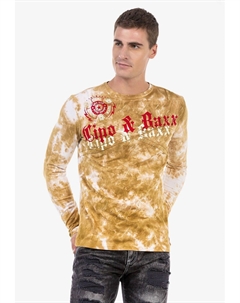 Рубашка с длинными рукавами и крупным фирменным принтом спереди, цвет Mustard Cipo&baxx