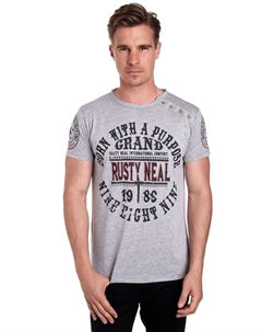 Футболка с планкой на пуговицах сбоку, серый Rusty neal