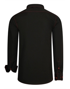 Рубашка с длинными рукавами и тонкой контрастной строчкой, цвет Schwarz Rot Rusty neal