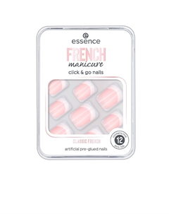 Накладные ногти French manicure click & go nails uñas artificiales, 12 шт, 01-classic french Essence