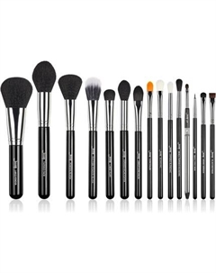 Профессиональные кисти для макияжа, 15 предметов, набор кистей для макияжа, пудра, тени для век, подводка для глаз, растушевка, инструменты для губ, черный/серебристый T092 Jessup