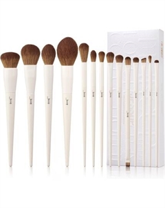 Кисти для макияжа 14 шт. Набор синтетических кистей премиум-класса для контуринга, консилера, основы, теней для век, растушевки, подводки, пудры, румян, светло-серого цвета Jessup