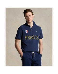 Футболка поло прямая из трикотажа пике JO France синий Polo ralph lauren