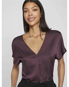 Блузка атласная короткие рукава фиолетовый Laredoute