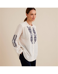 Блузка с длинными рукавами и вышивкой белый Laredoute