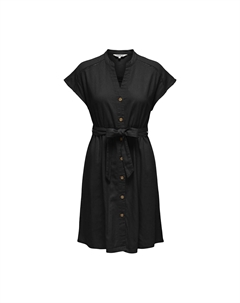 Платье короткое из смешанного льна черный Laredoute