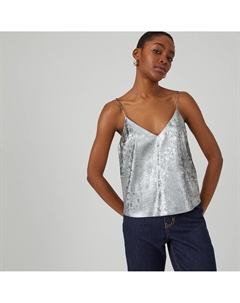 Топ блестящий на тонких бретелях серебристый Laredoute