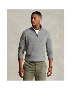 Шерстяной джемпер на короткой молнии серый Polo ralph lauren