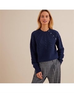 Джемпер с круглым вырезом из плотного трикотажа синий Laredoute