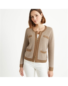 Кардиган с круглым вырезом из плотного трикотажа бежевый Laredoute