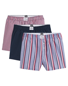 Комплект из трех трусов одни однотонные двое с принтом синий Laredoute