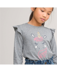 Лонгслив с воланами серый Laredoute