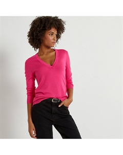 Базовый джемпер с V-образным вырезом розовый Laredoute
